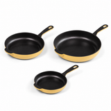 3-Piece Premium Enameled Cast Iron Skillet Set