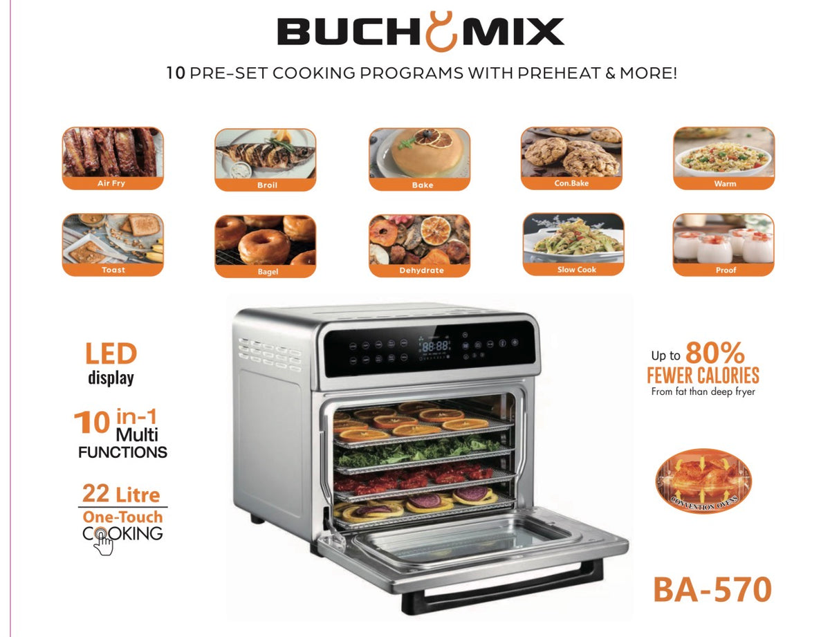 All in One Air fryer Oven with Stainless Steel Interior & | Buchymix
