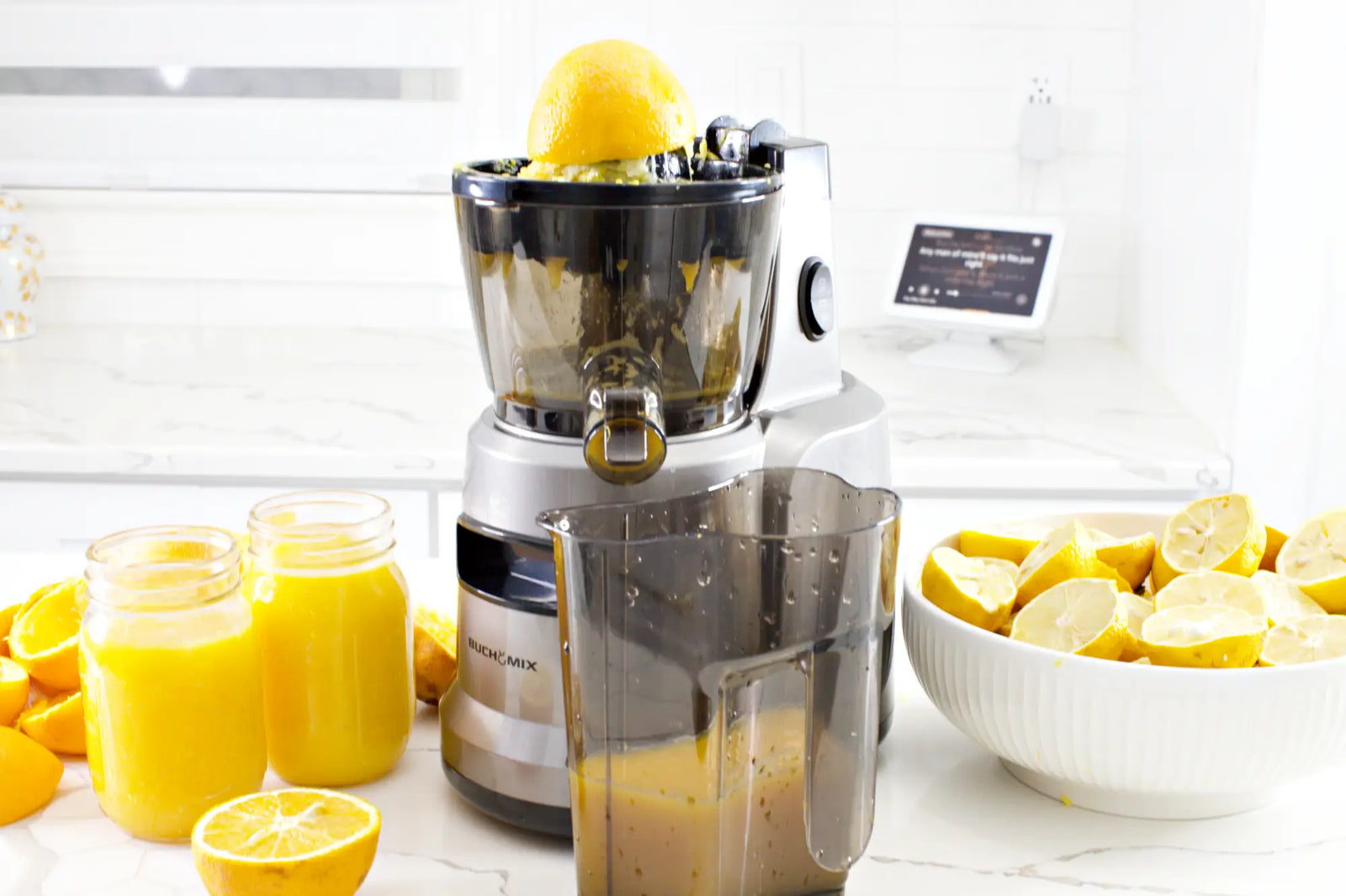 mix juicedヤツぬい Hands Free Cold Pressed Batch Juicer, Heavy Duty Motor with