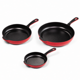 3-Piece Premium Enameled Cast Iron Skillet Set